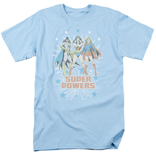 Dc Super Powers X3 Mens T Shirt Light Blue