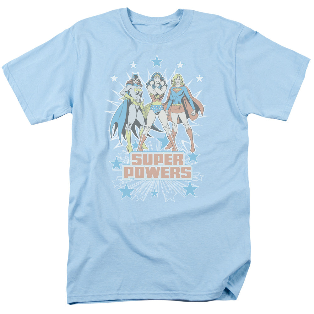 Dc Super Powers X3 Mens T Shirt Light Blue