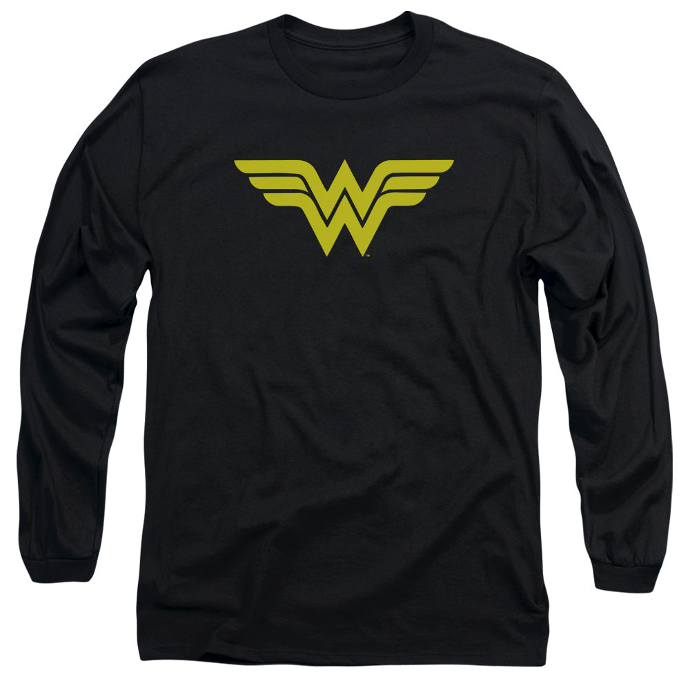 Dc Wonder Woman Logo Mens Long Sleeve Shirt Black Officially Licensed