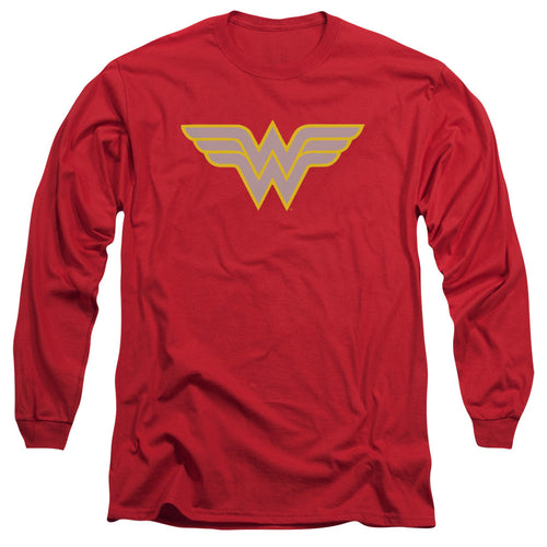 DC Comics Ww Logo Mens Long Sleeve Shirt Red