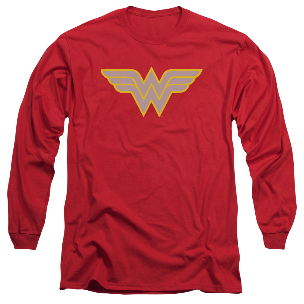 Dc Ww Logo Mens Long Sleeve Shirt Red Officially Licensed
