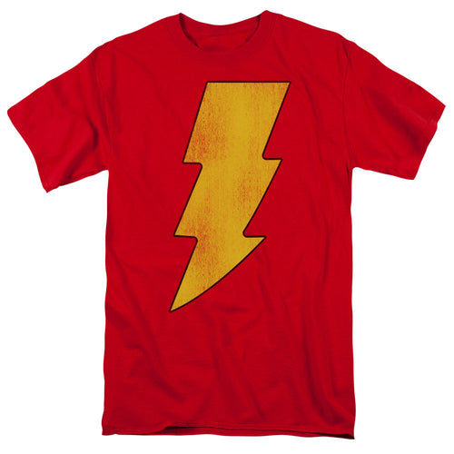 Dc Shazam Logo Distressed Mens T Shirt Red