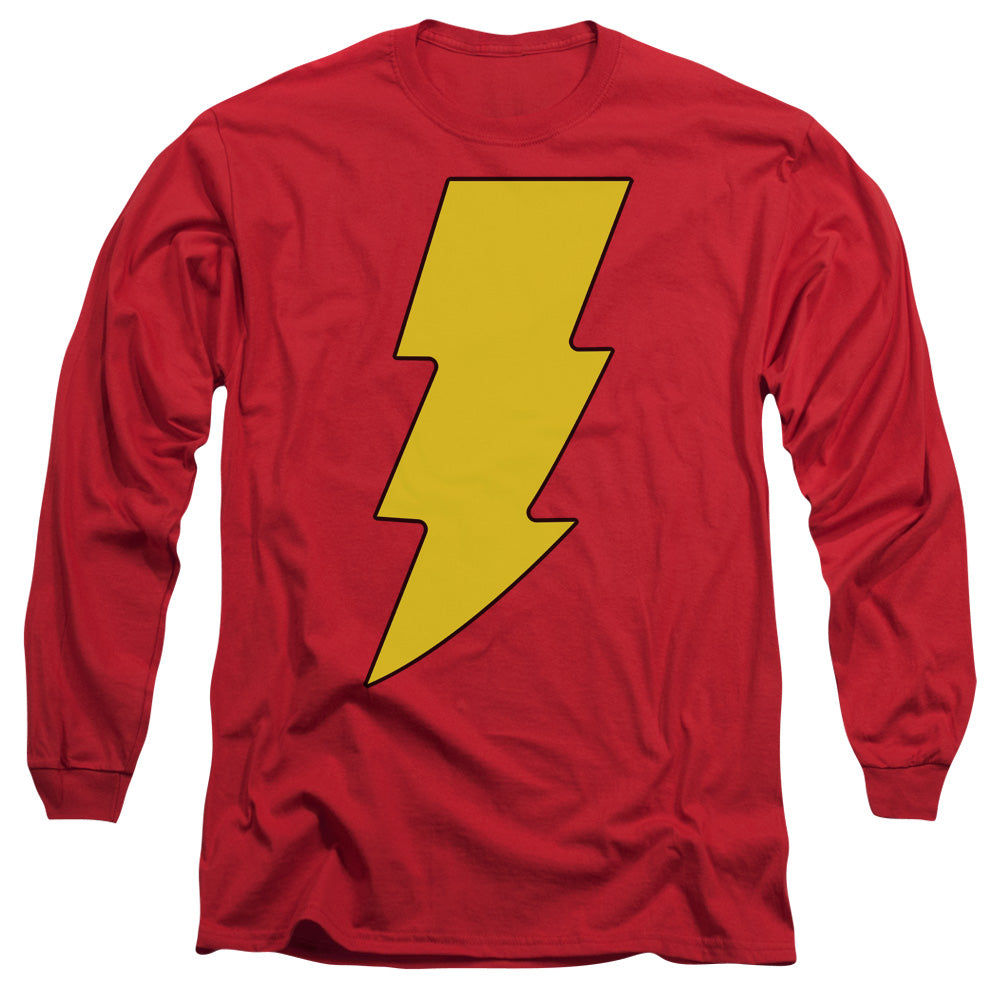 DC Comics Shazam Logo Mens Long Sleeve Shirt Red