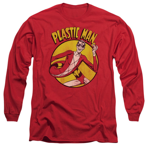 DC Comics Plastic Man Mens Long Sleeve Shirt Red