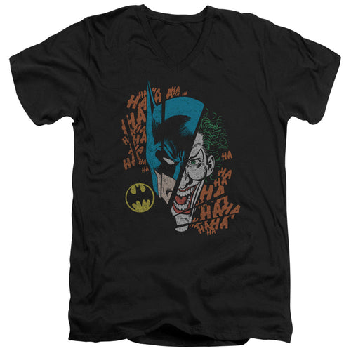 DC Comics Broken Visage Mens Slim Fit V Neck T Shirt Black