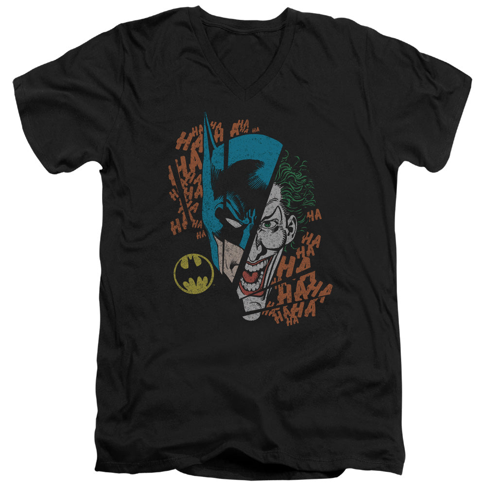 DC Comics Broken Visage Mens Slim Fit V Neck T Shirt Black