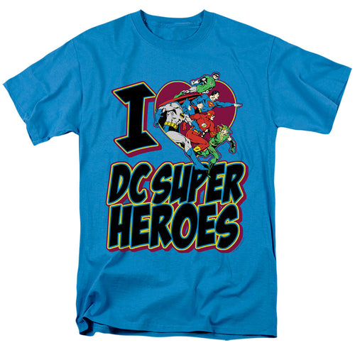 DC Comics I Heart DC Comics Mens T Shirt Turquoise