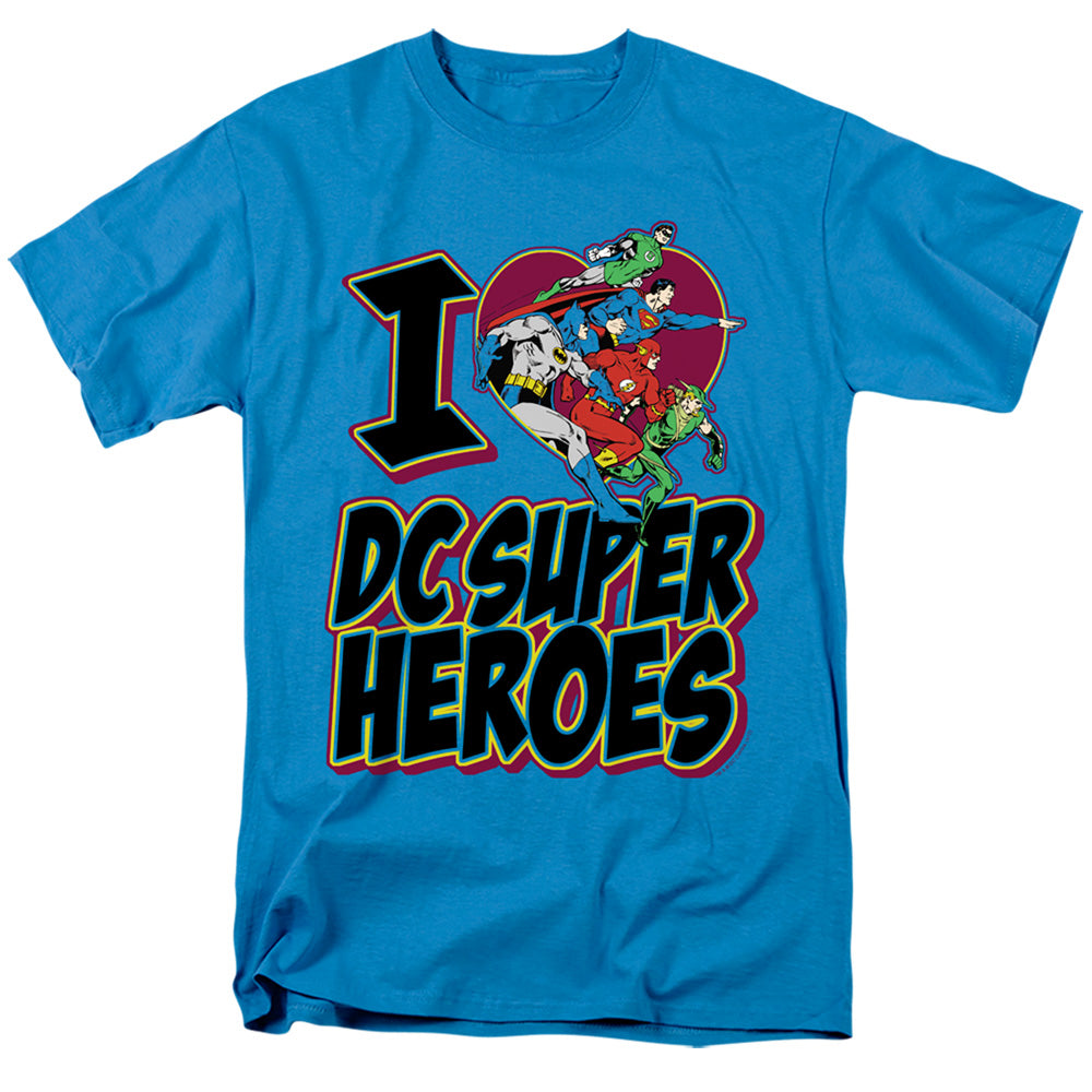 DC Comics I Heart DC Comics Mens T Shirt Turquoise