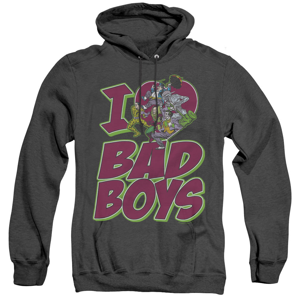 Dc I Heart Bad Boys Heather Mens Hoodie Black