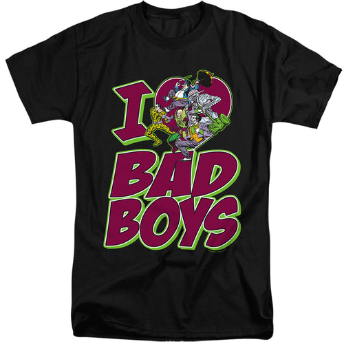 DC Comics I Heart Bad Boys Mens Tall T Shirt Adult Tall Black