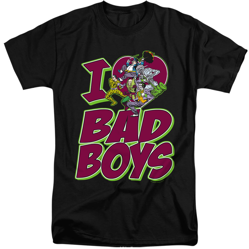 DC Comics I Heart Bad Boys Mens Tall T Shirt Adult Tall Black