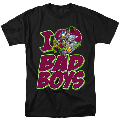 DC Comics I Heart Bad Boys Mens T Shirt Black