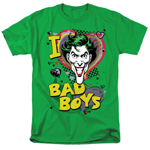DC Comics I Heart Bad Boys 2 Mens T Shirt Kelly Green