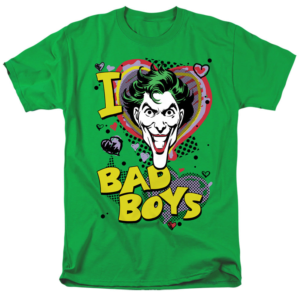 DC Comics I Heart Bad Boys 2 Mens T Shirt Kelly Green
