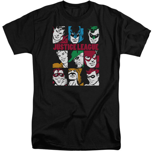DC Comics Nine Blocks of Justice Mens Tall T Shirt Adult Tall Black