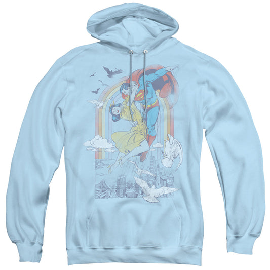DC Comics Rainbow Love Mens Hoodie Light Blue