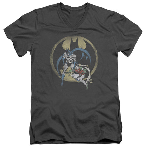 DC Comics Team Mens Slim Fit V Neck T Shirt Charcoal