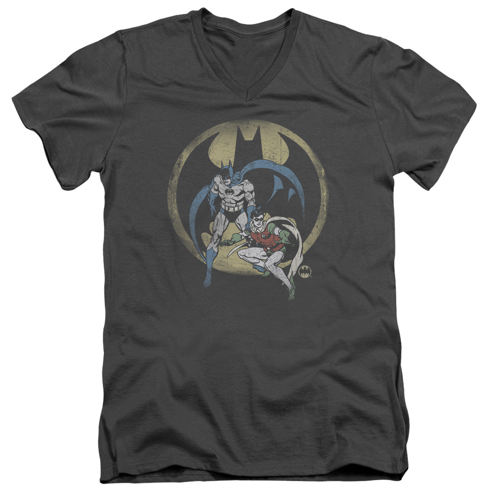 DC Comics Team Mens Slim Fit V Neck T Shirt Charcoal