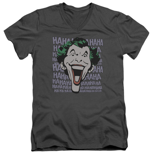 DC Comics Dastardly Merriment Mens Slim Fit V Neck T Shirt Charcoal