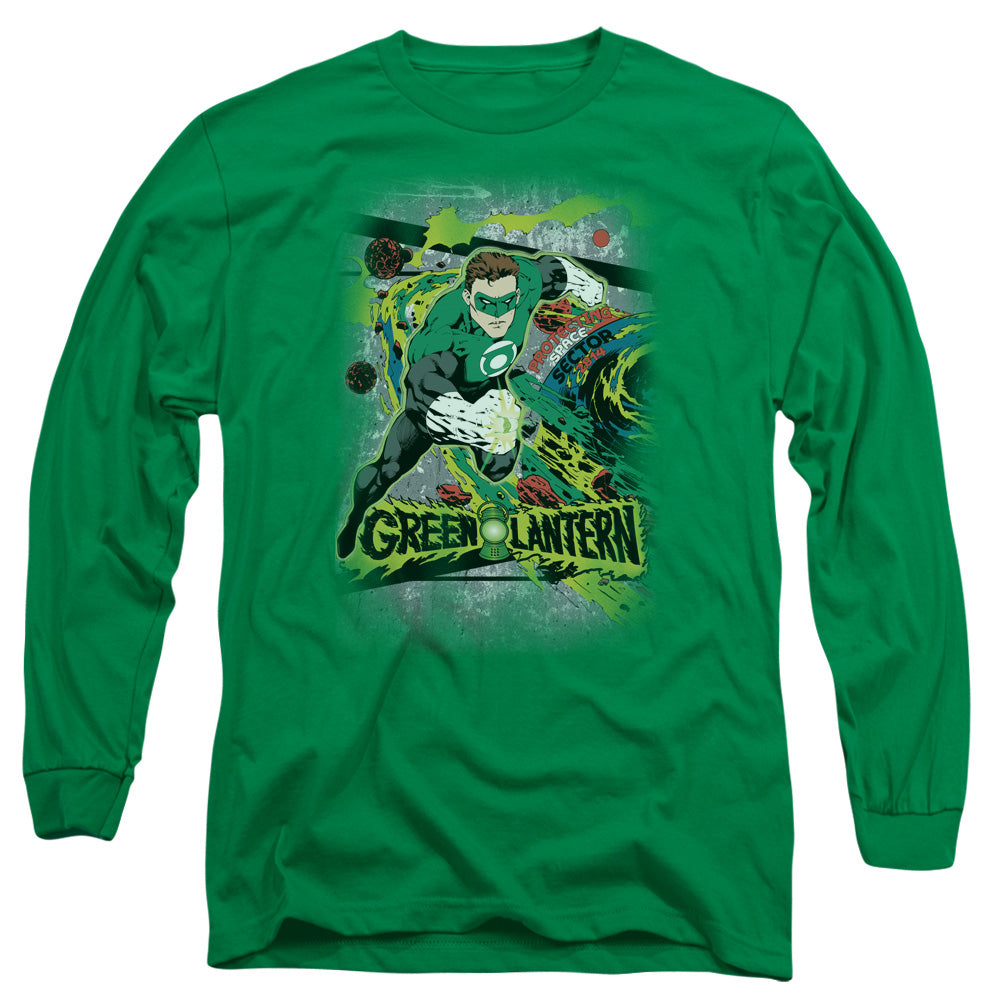 DC Comics Space Sector 2814 Mens Long Sleeve Shirt Kelly Green