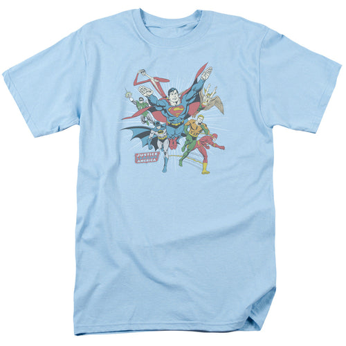 DC Comics Lead the Charge Mens T Shirt Light Blue