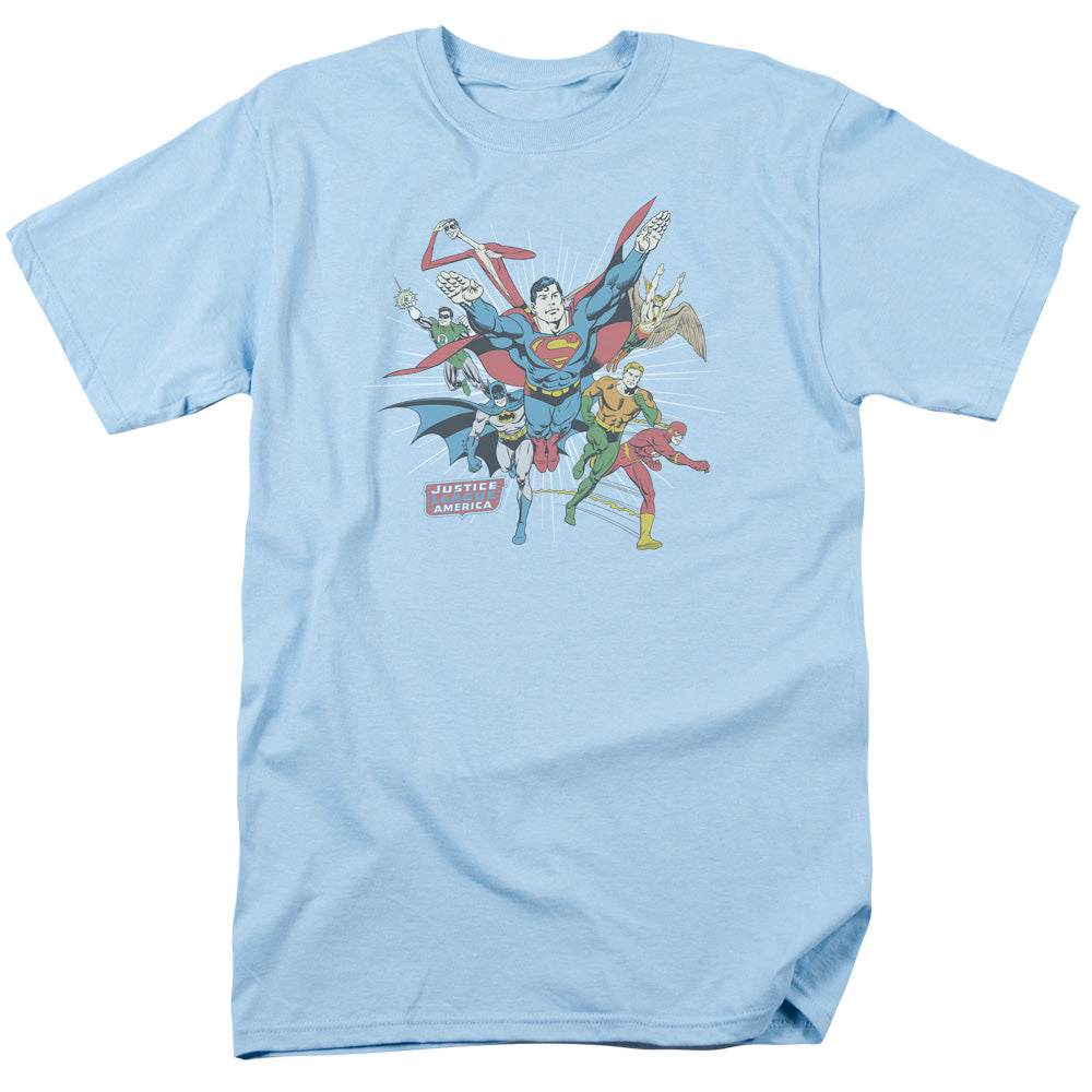 DC Comics Lead the Charge Mens T Shirt Light Blue
