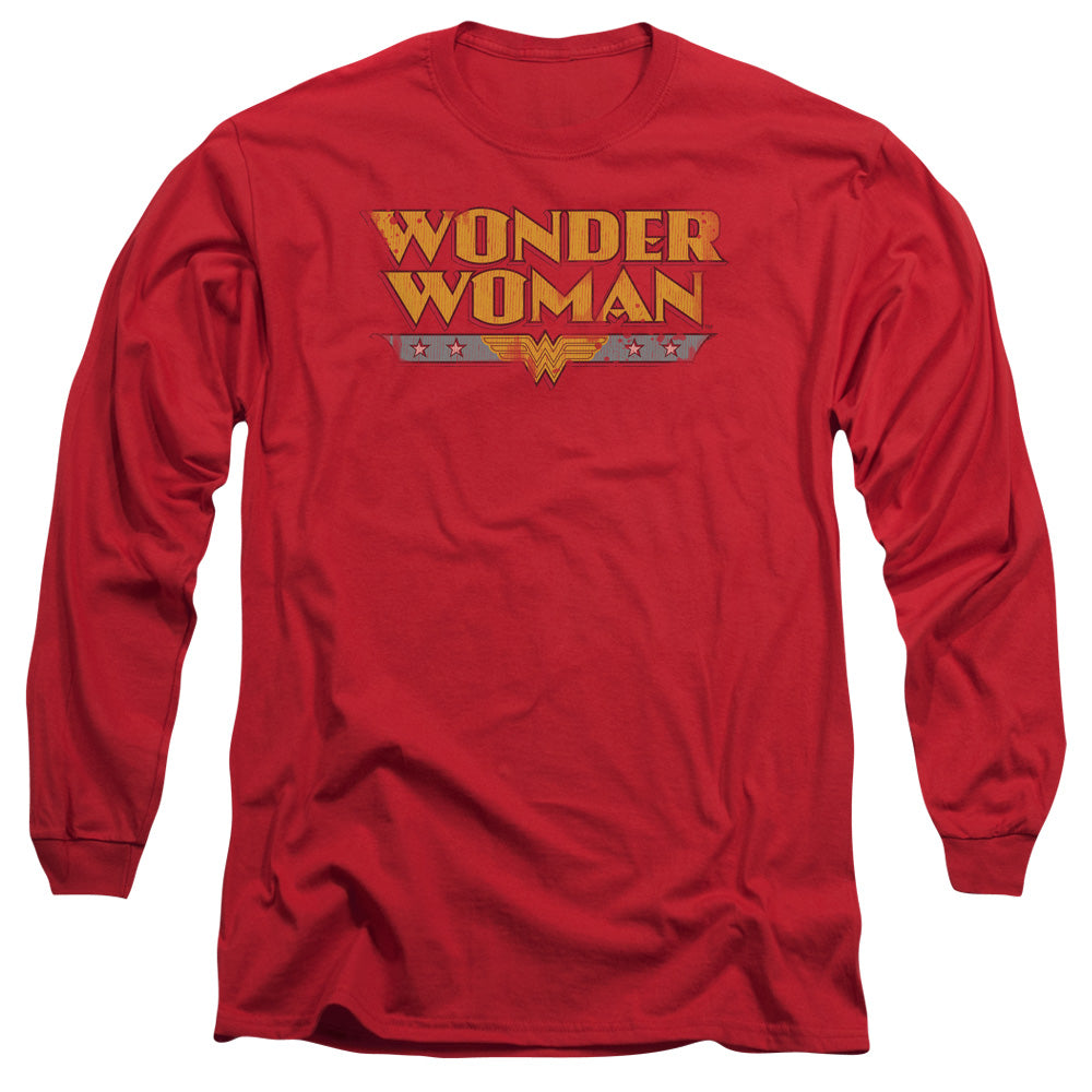 DC Comics Wonder Woman Logo Mens Long Sleeve Shirt Red