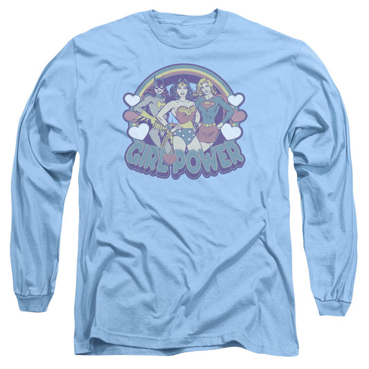 Dc Retro Girl Power Mens Long Sleeve Shirt Carolina Blue Officially Licensed