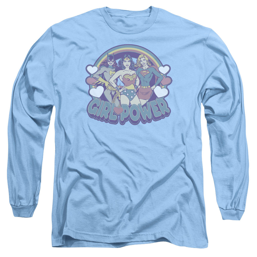 DC Comics Retro Girl Power Mens Long Sleeve Shirt Carolina Blue