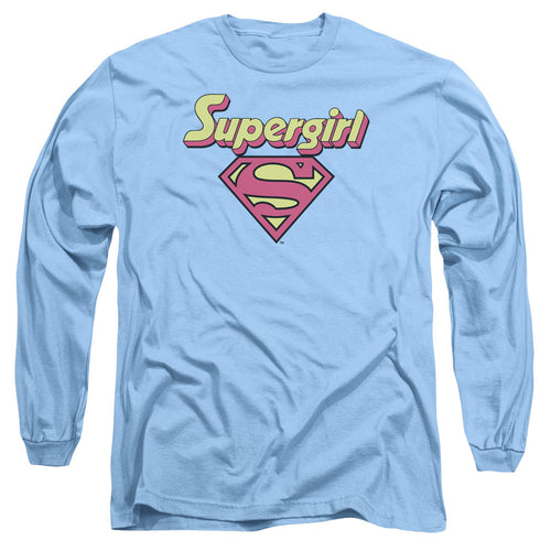 DC Comics Im a Supergirl Mens Long Sleeve Shirt Carolina Blue