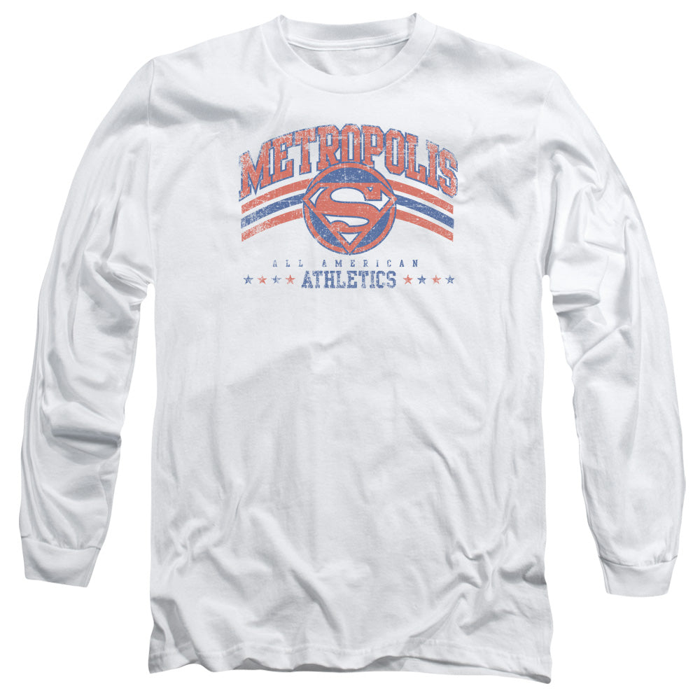 DC Comics Metropolis Athletics Mens Long Sleeve Shirt White