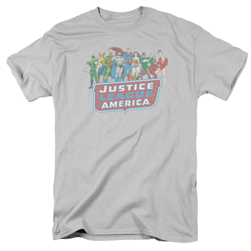 Dc Jla Lineup Mens T Shirt Silver