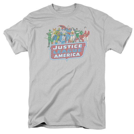 Dc Jla Lineup Mens T Shirt Silver