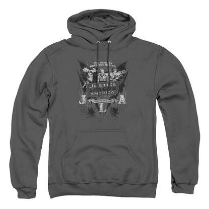 Dc Greatest Heroes Mens Hoodie Charcoal
