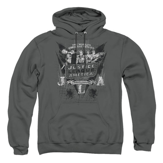 Dc Greatest Heroes Mens Hoodie Charcoal