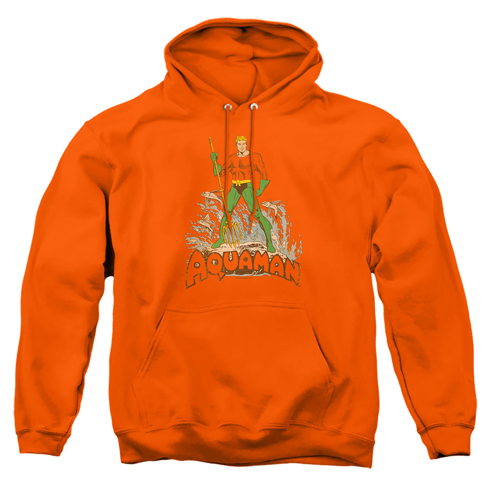 Dc Aquaman Distressed Mens Hoodie Orange