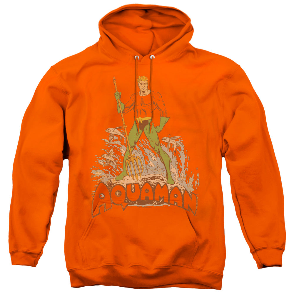 DC Comics Aquaman Distressed Mens Hoodie Orange
