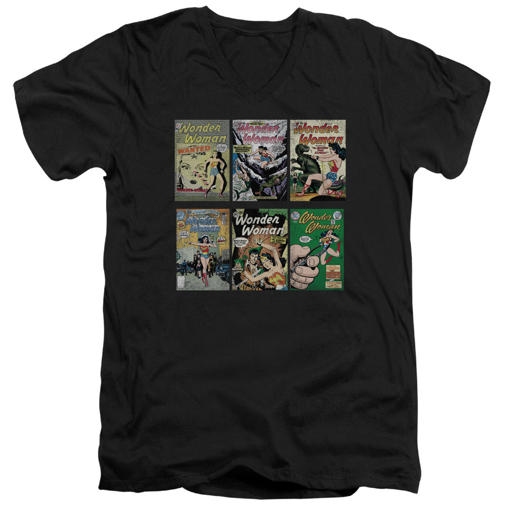 DC Comics Ww Covers Mens Slim Fit V Neck T Shirt Black