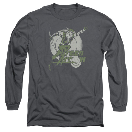 DC Comics Right on Target Mens Long Sleeve Shirt Charcoal