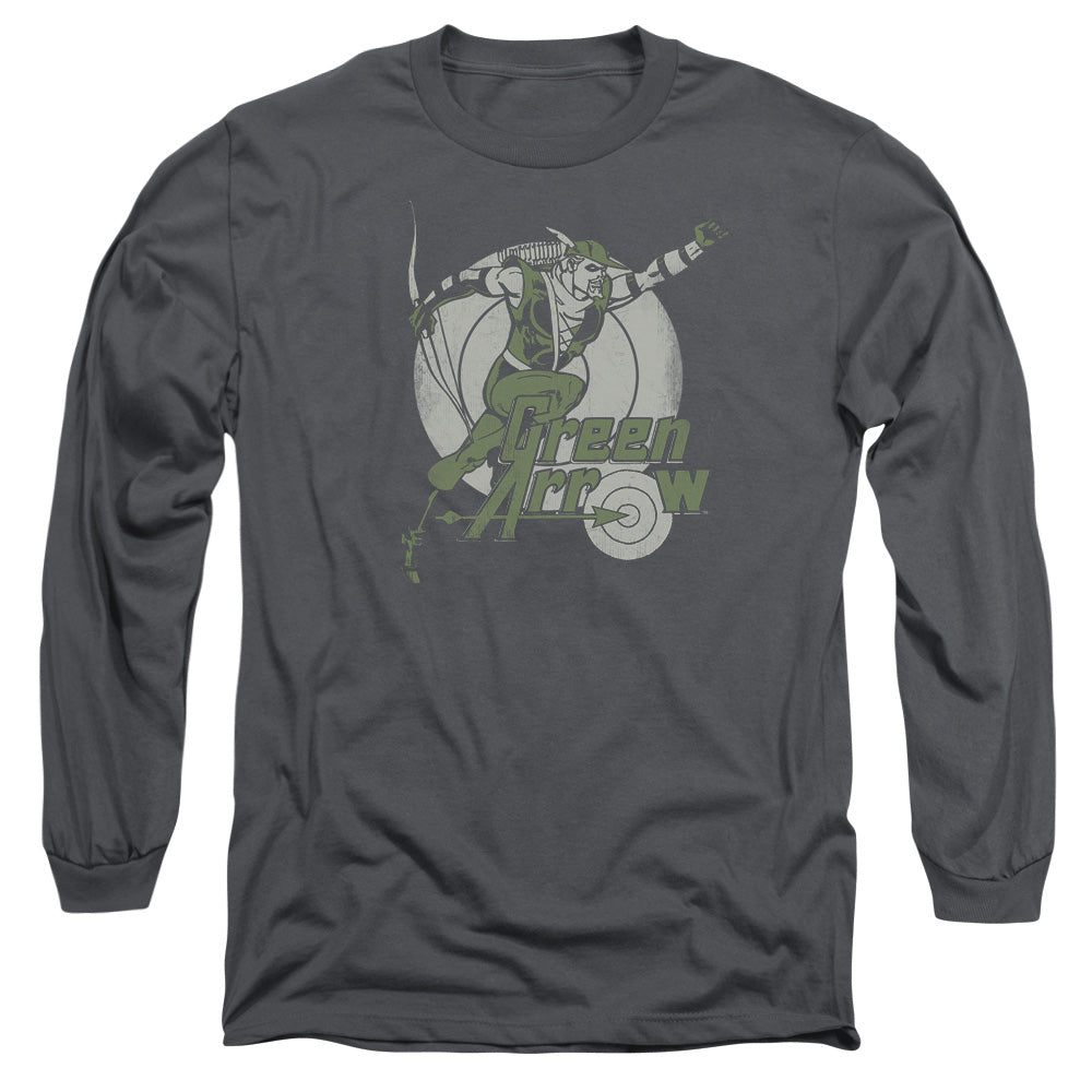 DC Comics Right on Target Mens Long Sleeve Shirt Charcoal