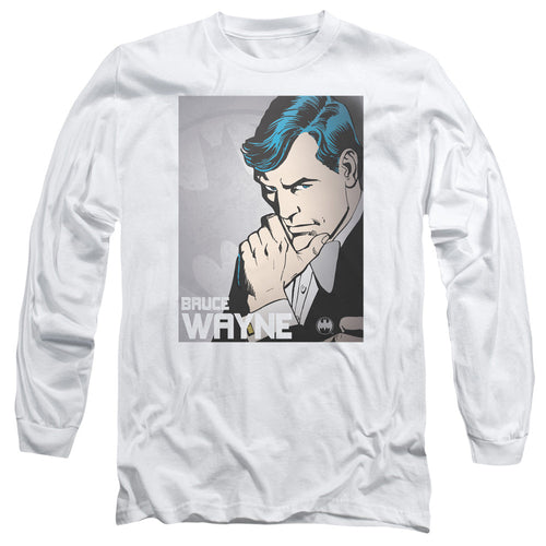 DC Comics Bruce Wayne Mens Long Sleeve Shirt White
