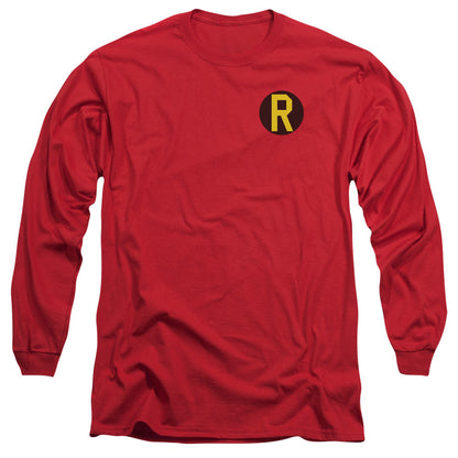 Dc Robin Logo Mens Long Sleeve Shirt Red Officially Licensed