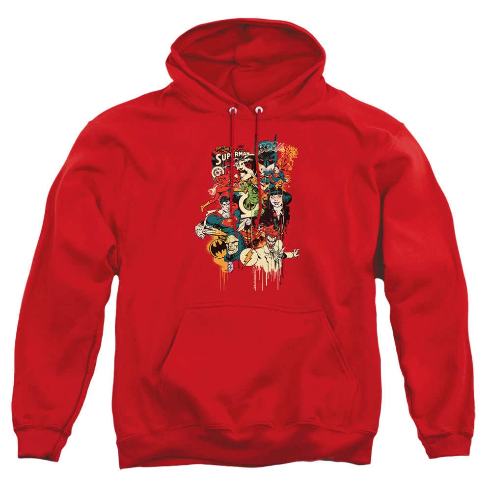 Dc Dripping Characters Mens Hoodie Red