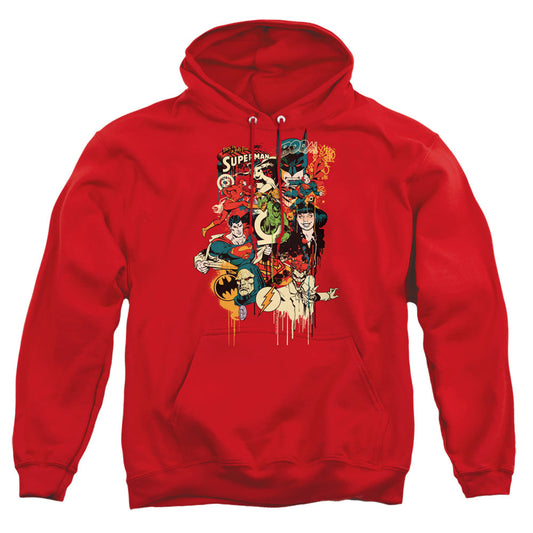Dc Dripping Characters Mens Hoodie Red