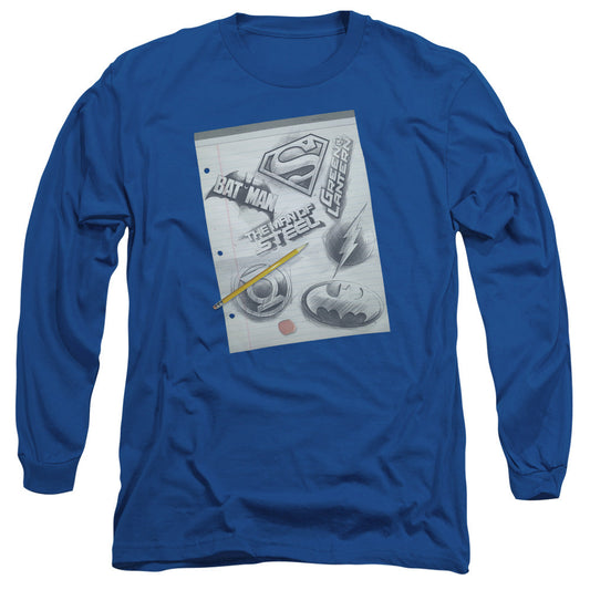 Dc Logo Note Paper Mens Long Sleeve Shirt Royal Blue
