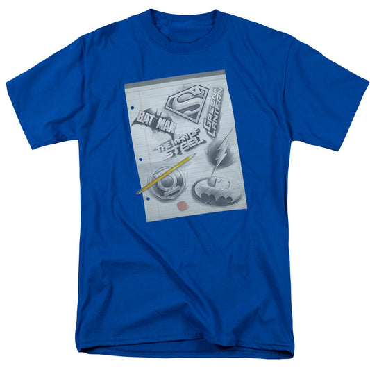 Dc Logo Note Paper Mens T Shirt Royal