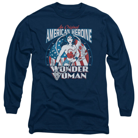 Dc American Heroine Mens Long Sleeve Shirt Navy Officially Licensed