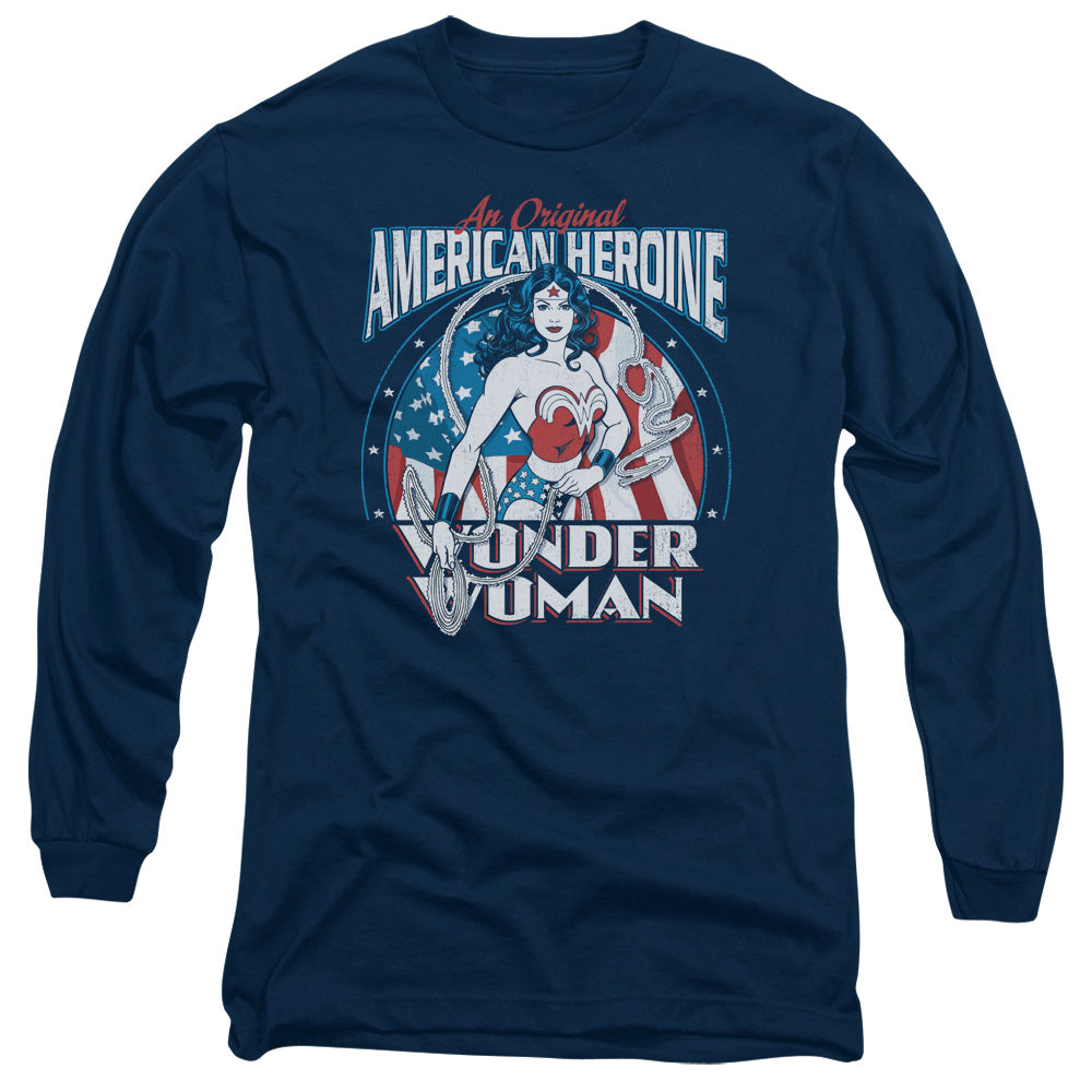 DC Comics American Heroine Mens Long Sleeve Shirt Navy Blue