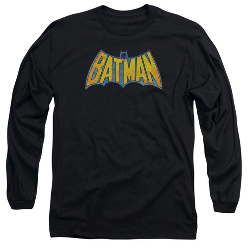 DC Comics Batman Neon Distress Logo Mens Long Sleeve Shirt Black