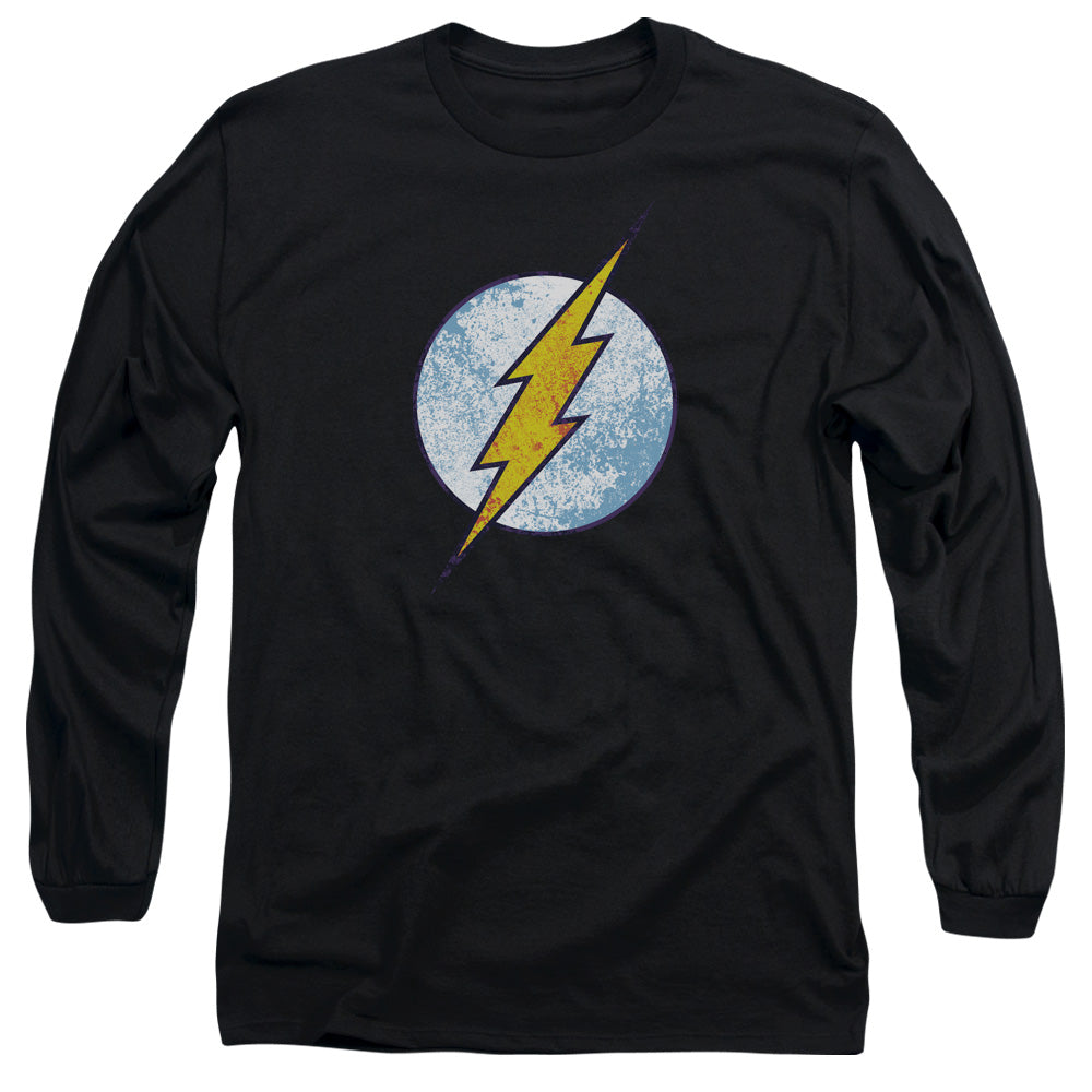 Dc Flash Flash Neon Distress Logo Mens Long Sleeve Shirt Black Officially Licensed
